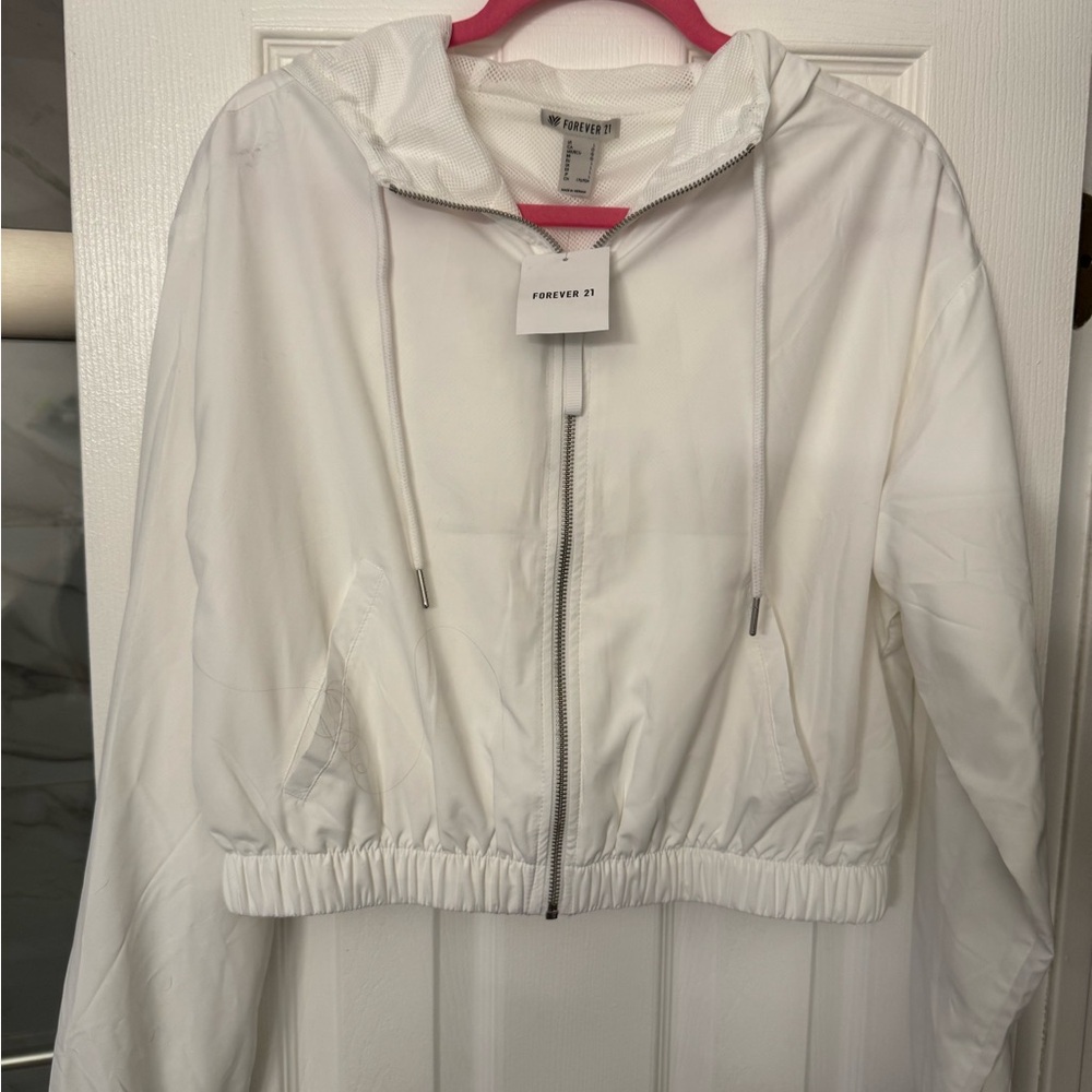 Forever 21 Women's White Bomber Jacket